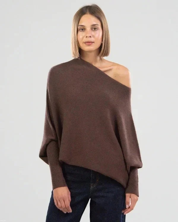 Asymmetric Draped Off Shoulder Jumper for Women | Zarivea