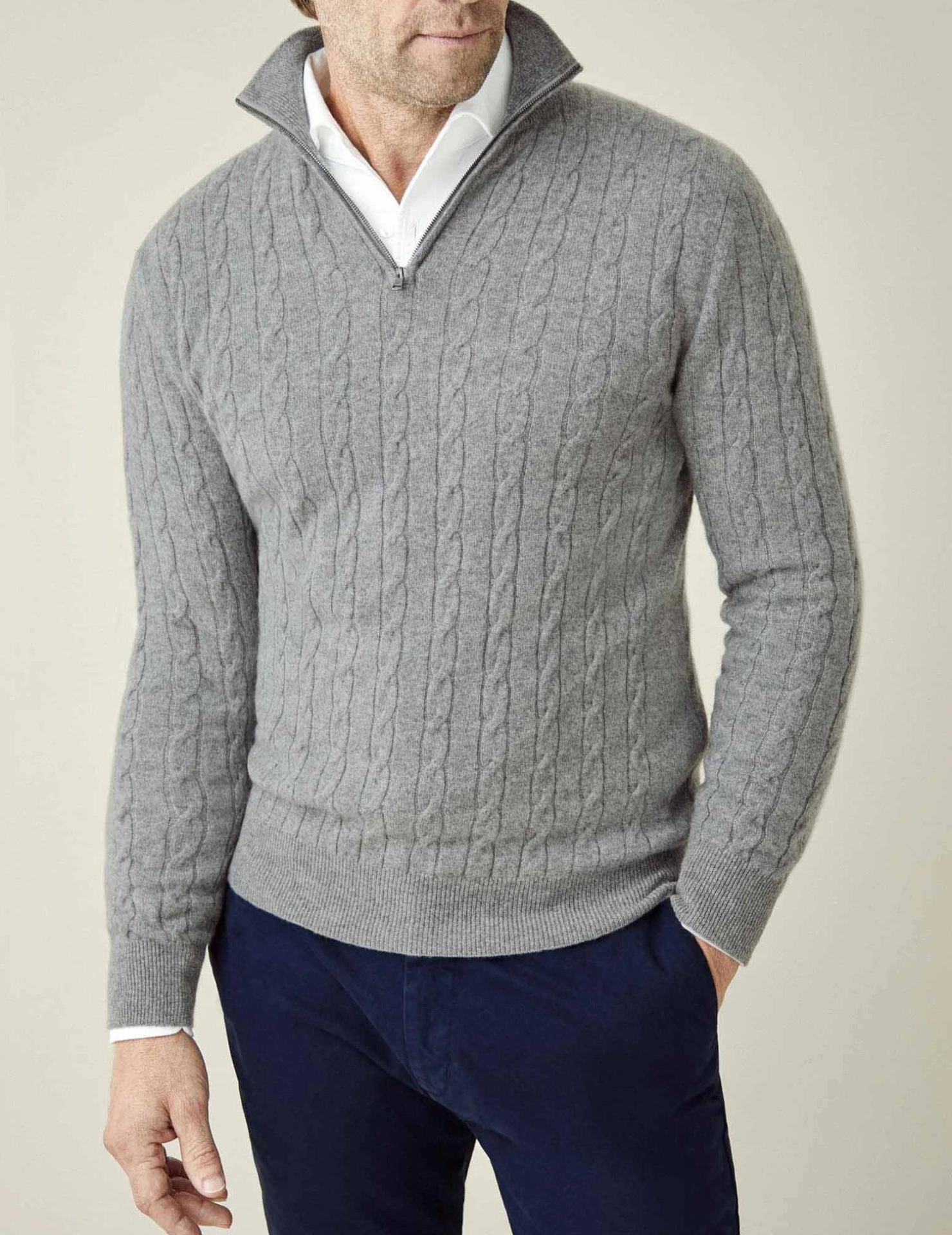 Cable Knit Zipper Sweater Long Sleeve for Men | Orivex
