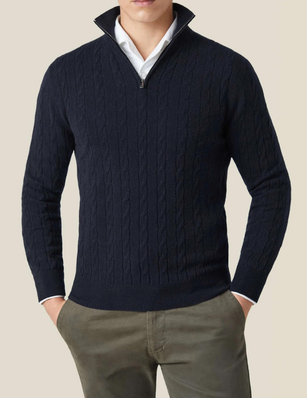 Cable Knit Zipper Sweater Long Sleeve for Men | Orivex
