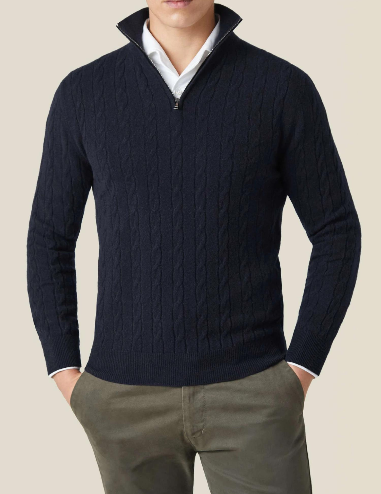Cable Knit Zipper Sweater Long Sleeve for Men | Orivex