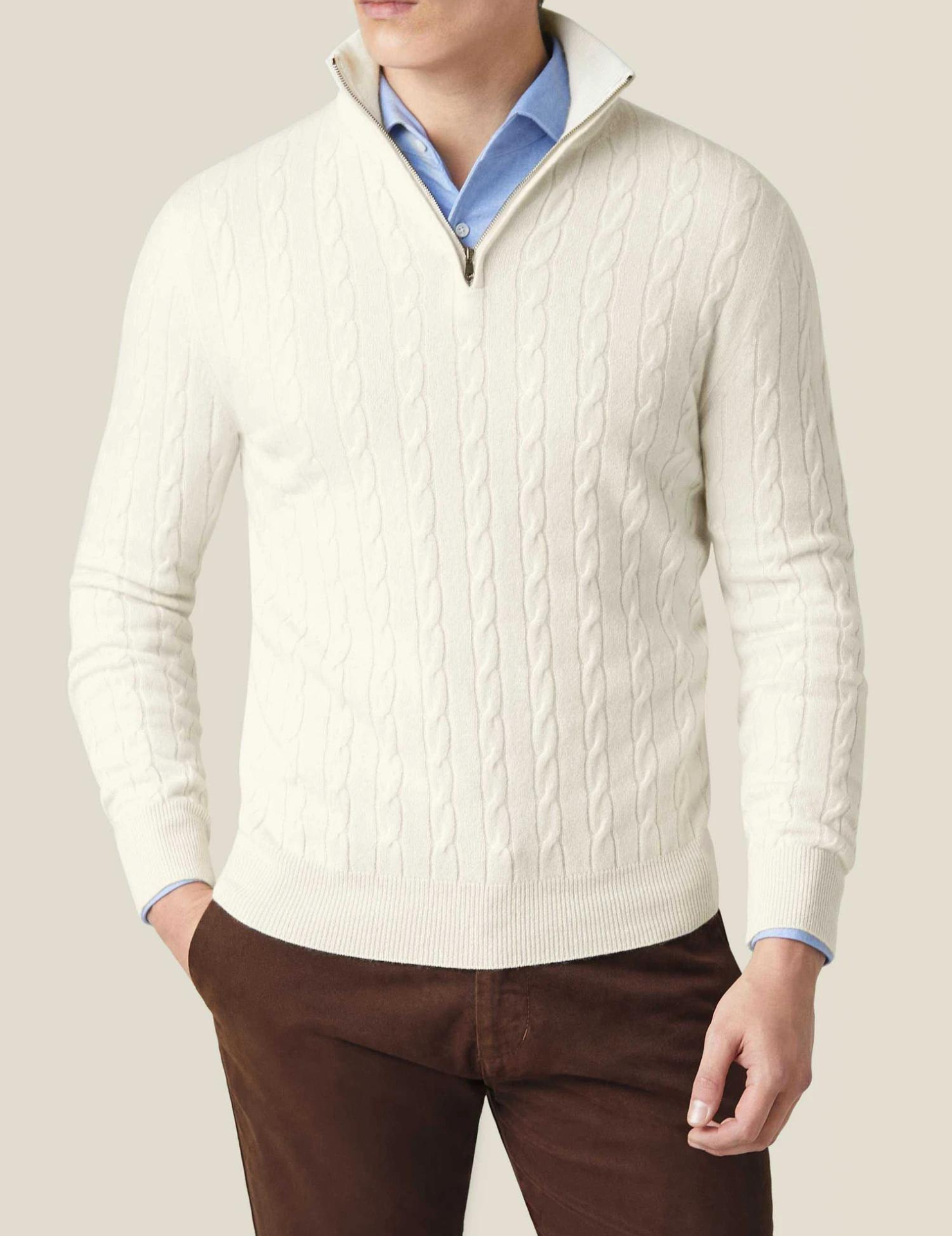 Cable Knit Zipper Sweater Long Sleeve for Men | Orivex