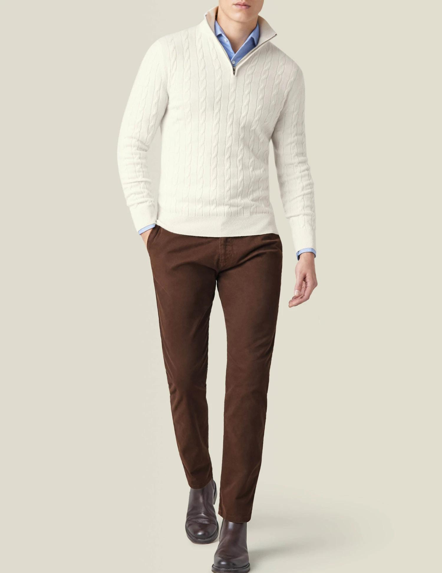 Cable Knit Zipper Sweater Long Sleeve for Men | Orivex