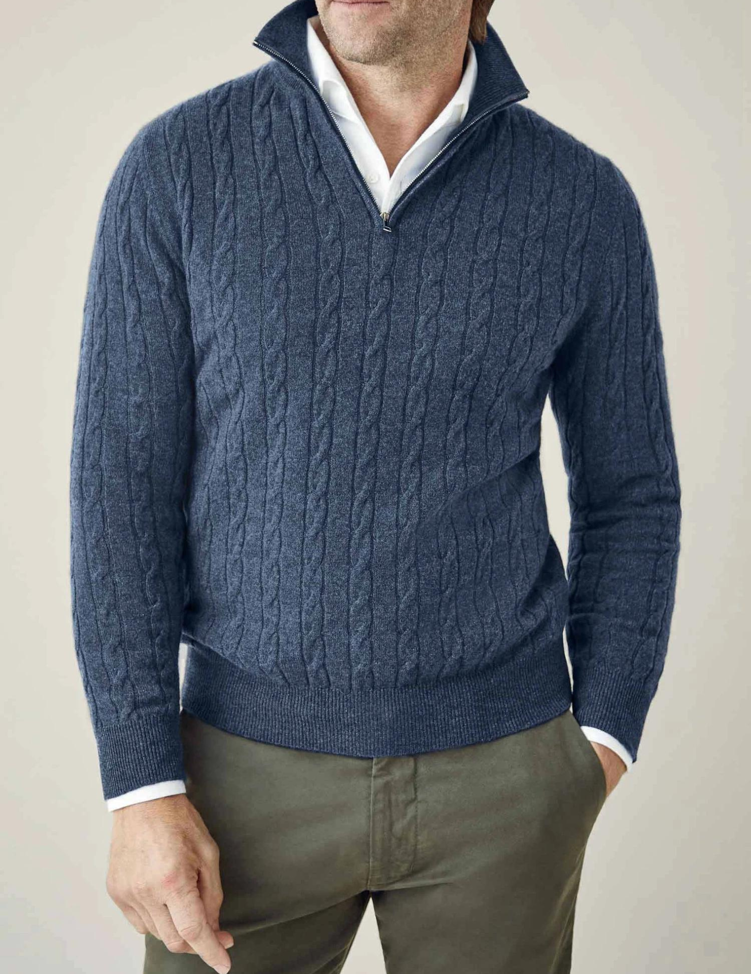 Cable Knit Zipper Sweater Long Sleeve for Men | Orivex