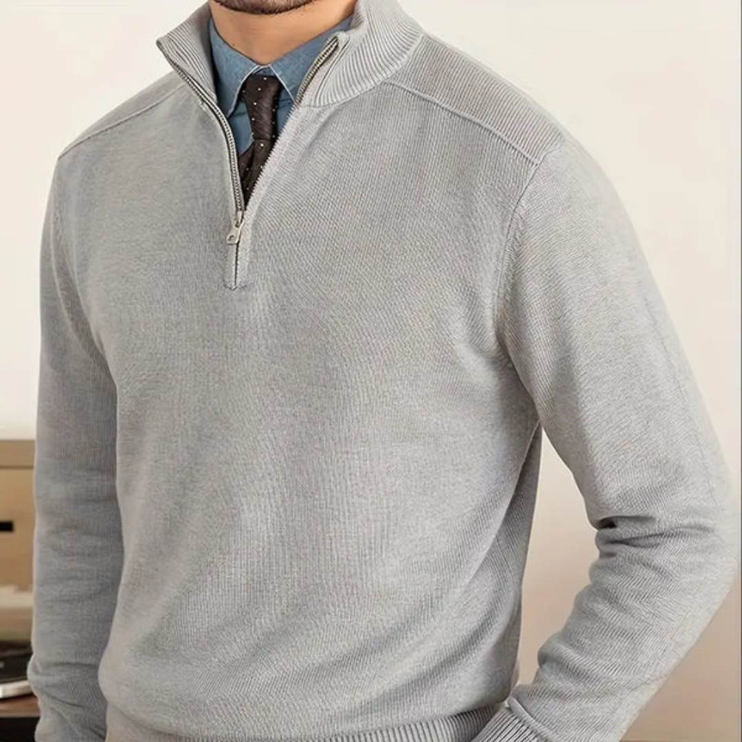 Cotton Half-Zip Sweater Long-Sleeve for Men | Neron