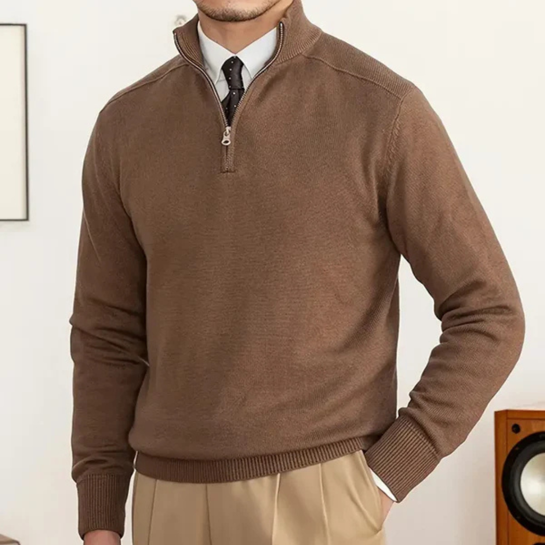 Cotton Half-Zip Sweater Long-Sleeve for Men | Neron