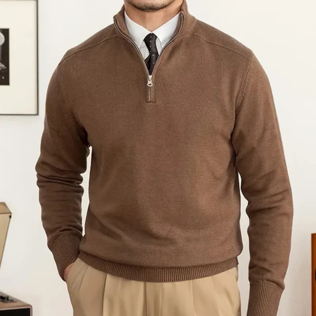 Cotton Half-Zip Sweater Long-Sleeve for Men | Neron