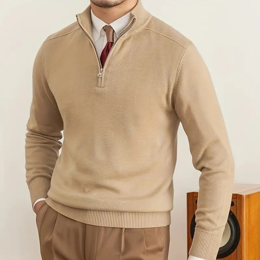 Cotton Half-Zip Sweater Long-Sleeve for Men | Neron