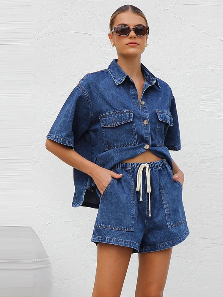 Denim Two-Piece Set for Women | Velora