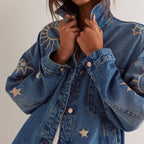 Embroidered Denim Jacket for Women | Charm