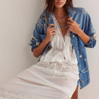 Embroidered Denim Jacket for Women | Charm