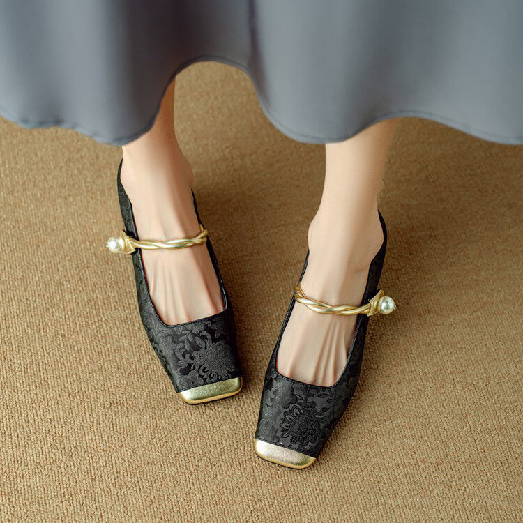 Floral Embossed Closed-Toe Heels for Women | Sophie