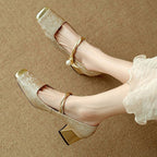 Floral Embossed Closed-Toe Heels for Women | Sophie