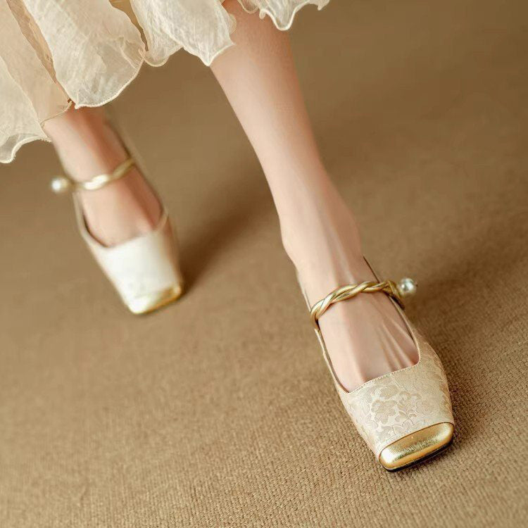 Floral Embossed Closed-Toe Heels for Women | Sophie