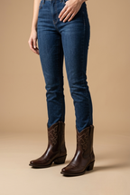 Bravon | Brown Leather Western Ankle Boots