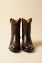 Bravon | Brown Leather Western Ankle Boots