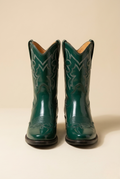 Beralin | Green Leather Western Ankle Boots