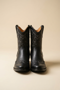 Nerion | Black Leather Western Ankle Boots