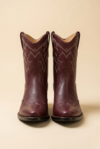 Belvar | Burgundy Leather Western Ankle Boots