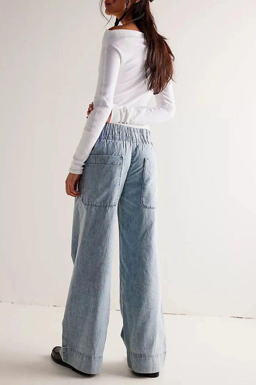 High-Waist Wide-Leg Denim Jeans for Women | Audrey