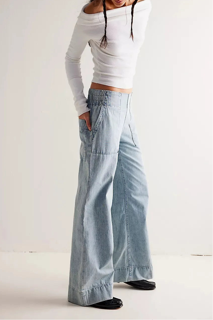 High-Waist Wide-Leg Denim Jeans for Women | Audrey