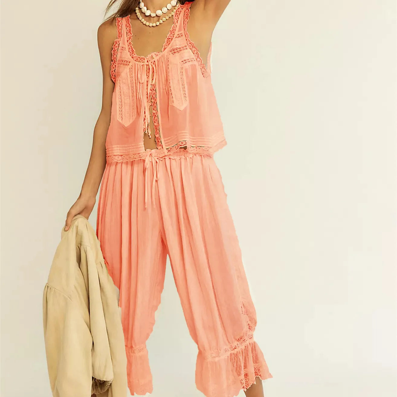 Lace Two-Piece Set with Tank Top for Women | Vina