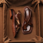 Leather Cross Open-Toe Sandals for Women | Lumive