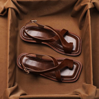 Leather Cross Open-Toe Sandals for Women | Lumive