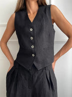 Linen Wide-Leg Trouser Set for Women | Nyara