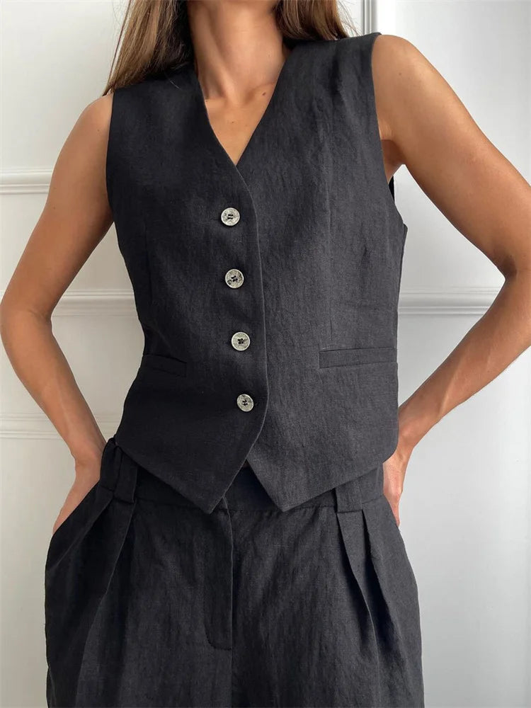 Linen Wide-Leg Trouser Set for Women | Nyara