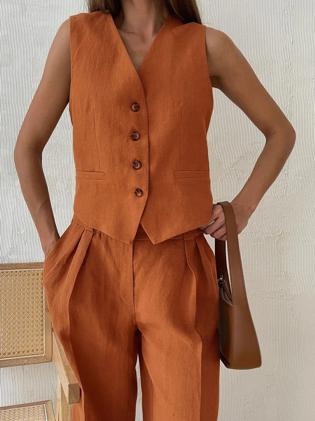 Linen Wide-Leg Trouser Set for Women | Nyara