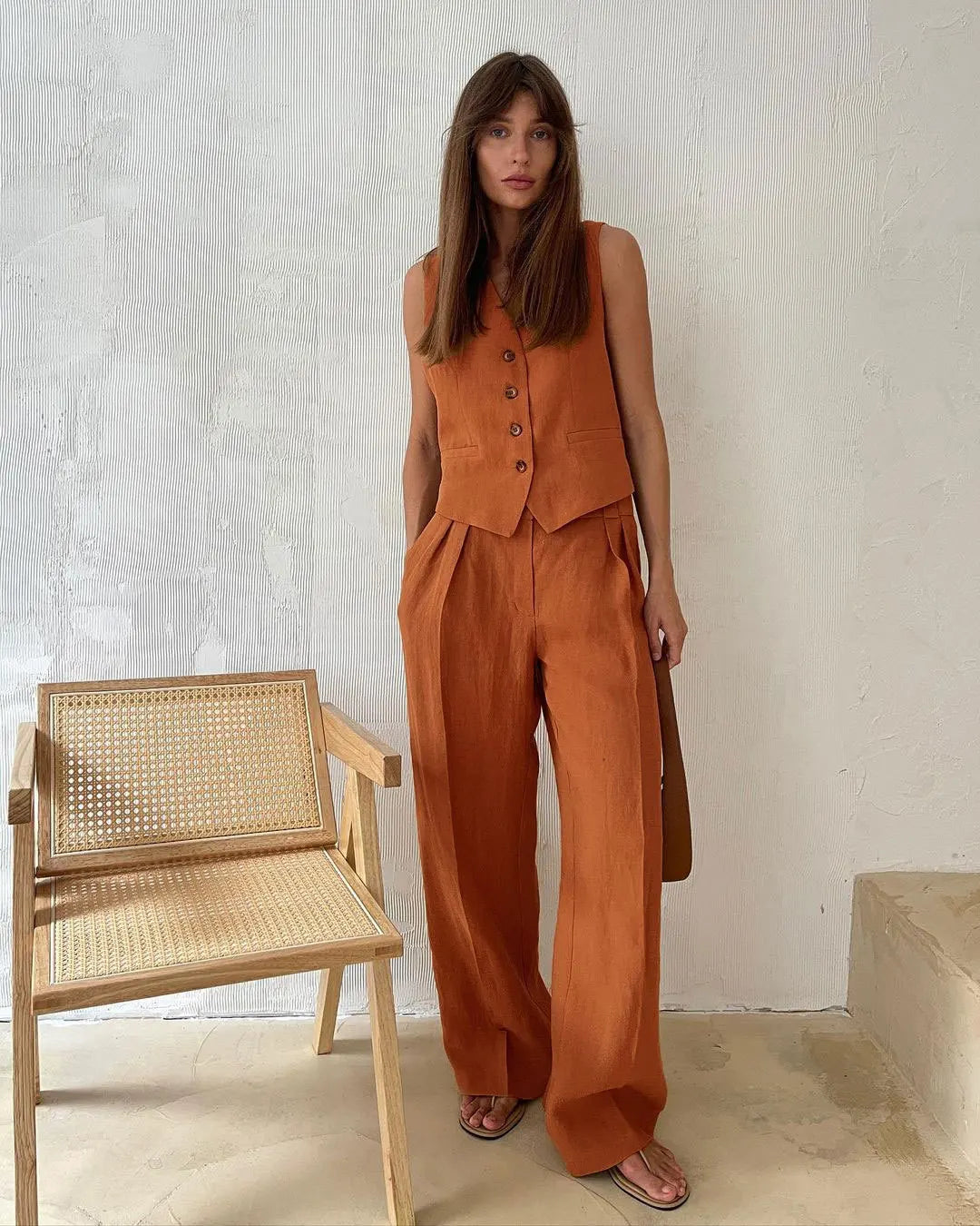 Linen Wide-Leg Trouser Set for Women | Nyara
