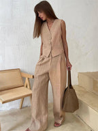 Linen Wide-Leg Trouser Set for Women | Nyara