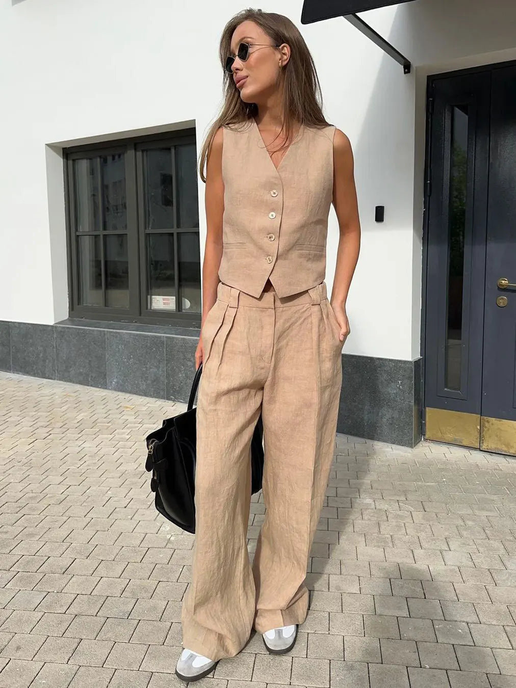 Linen Wide-Leg Trouser Set for Women | Nyara