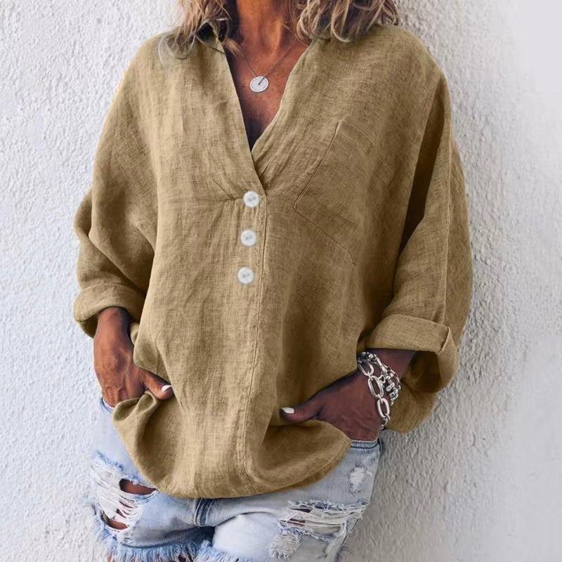 Oversized Asymmetric Button-Up Shirt for Women | Valentina