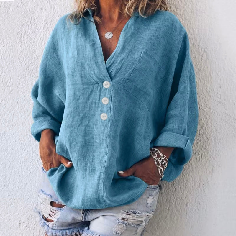 Oversized Asymmetric Button-Up Shirt for Women | Valentina