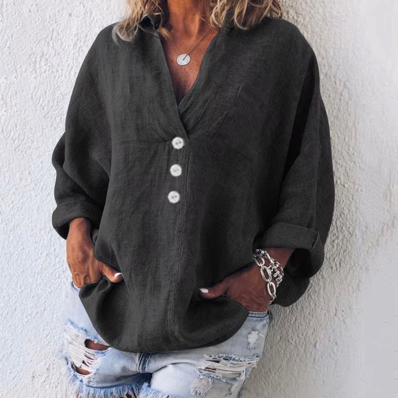 Oversized Asymmetric Button-Up Shirt for Women | Valentina