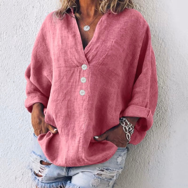 Oversized Asymmetric Button-Up Shirt for Women | Valentina