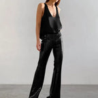 Plunging U-Neck Satin Tank Top for Women | Alessia