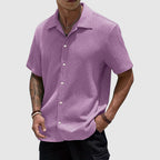 Relaxed Fit Textured Button-Front Shirt for Men | Lorenzo
