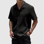 Relaxed Fit Textured Button-Front Shirt for Men | Lorenzo