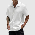 Relaxed Fit Textured Button-Front Shirt for Men | Lorenzo