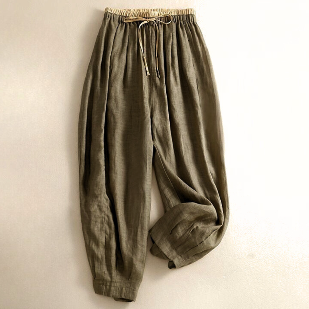 Relaxed Tapered Linen Trousers for Women | Nyvara