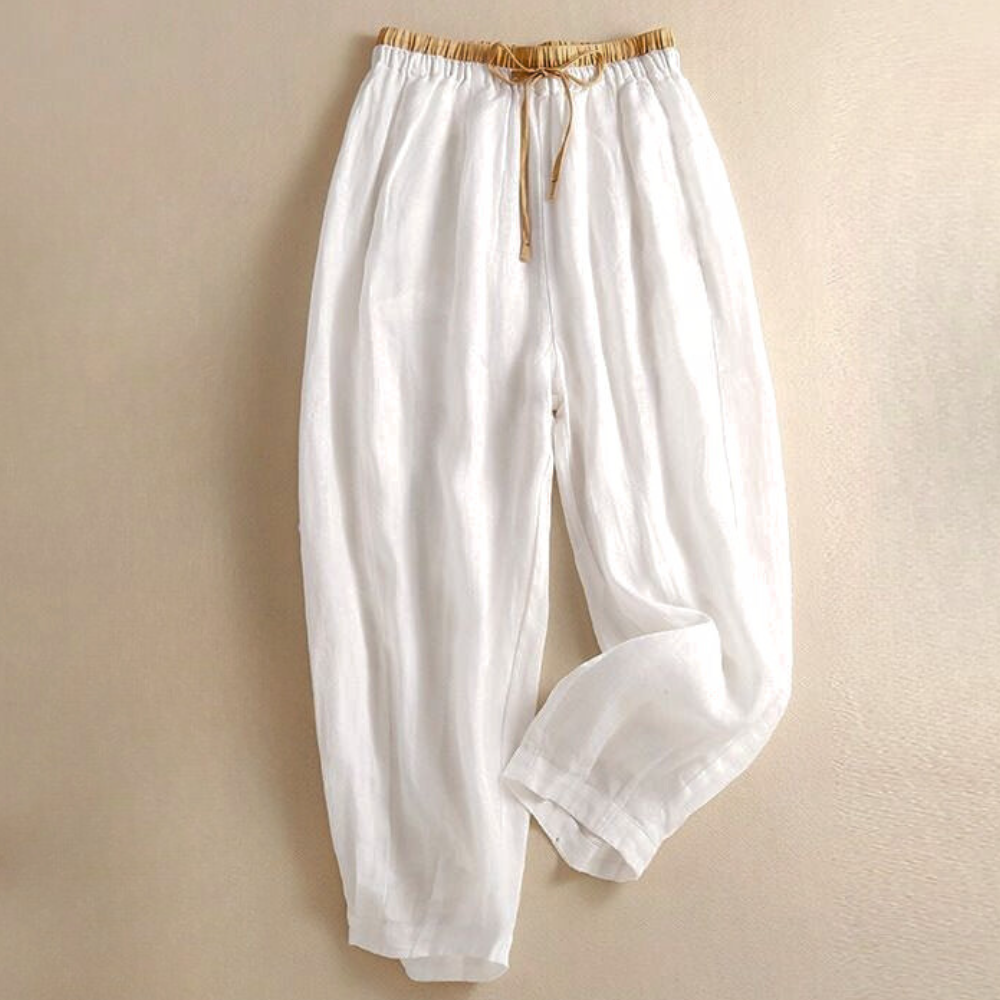 Relaxed Tapered Linen Trousers for Women | Nyvara