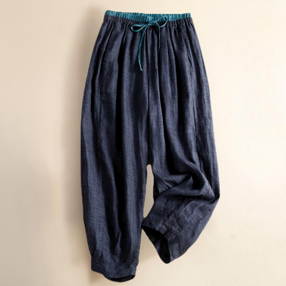 Relaxed Tapered Linen Trousers for Women | Nyvara