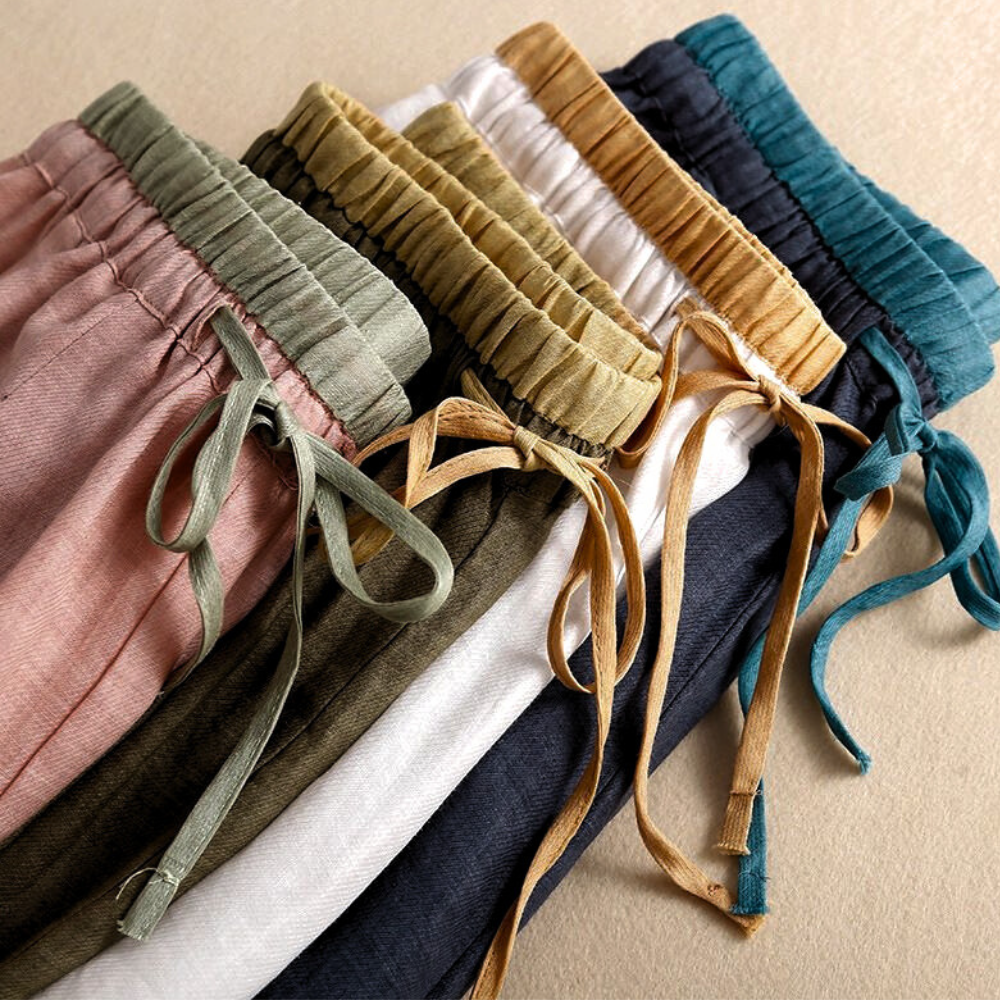 Relaxed Tapered Linen Trousers for Women | Nyvara