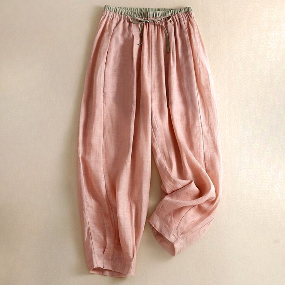 Relaxed Tapered Linen Trousers for Women | Nyvara