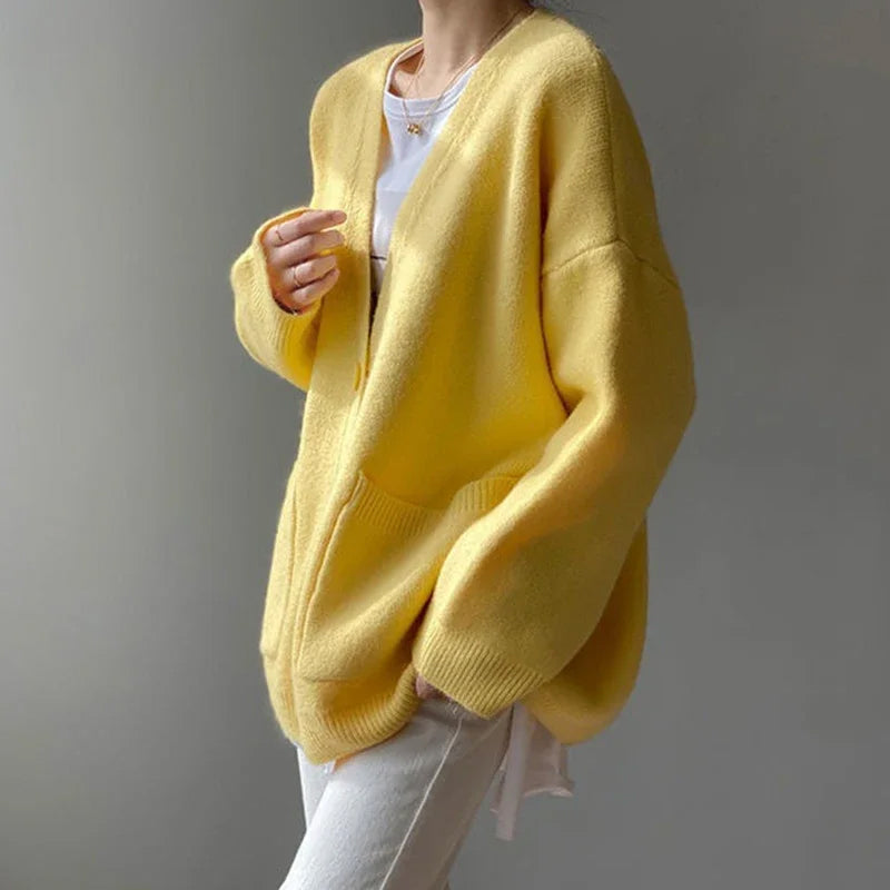 Relaxed V-Neck Button-Up Cardigan for Women | Amor
