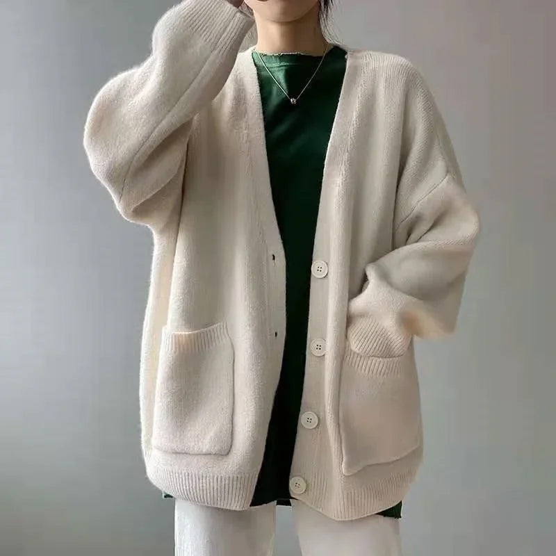 Relaxed V-Neck Button-Up Cardigan for Women | Amor