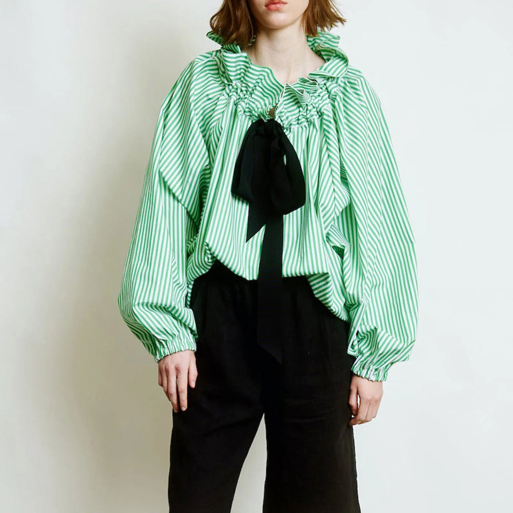 Ruffle Collar Blouse with Bow Tie for Women | Nyxra