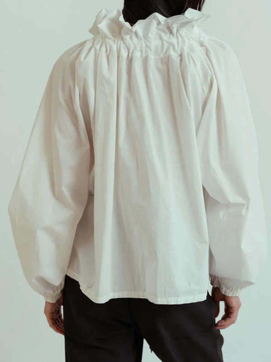 Ruffle Collar Blouse with Bow Tie for Women | Nyxra